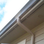 Gutter and downspout that has been repaired guaranteed to prevent leaks